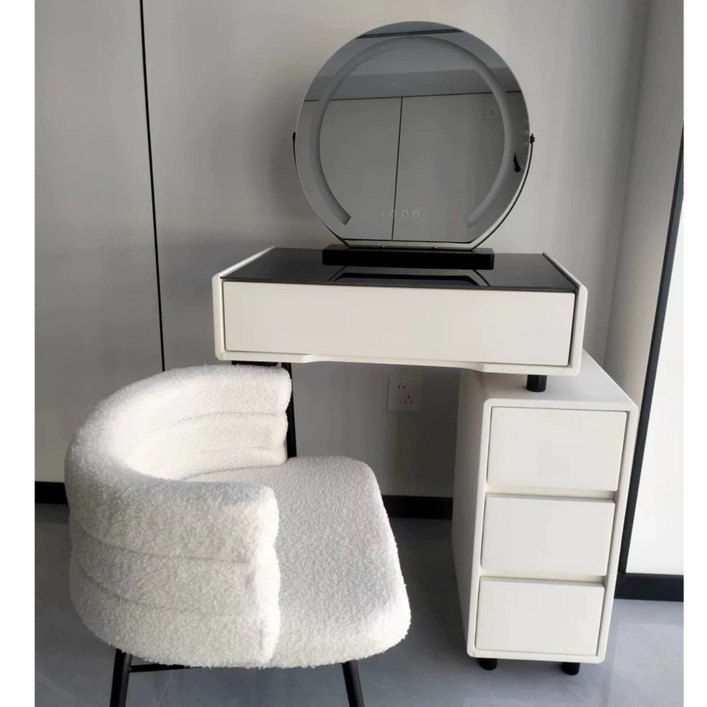 שידת איפור יוקרתית עם שידת צד כולל כסא ומראה דגם רודוס