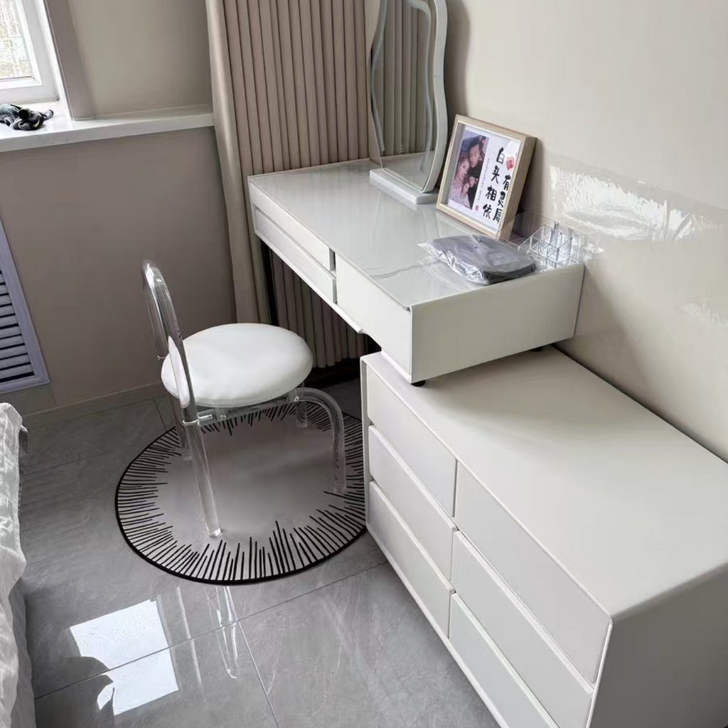 שידת איפור מעוצבת עם יחידת מגירות כולל כסא ומראה דגם לאס וגאס