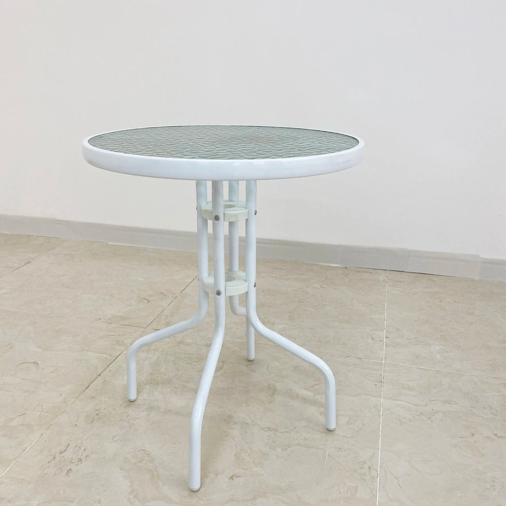 שולחן עגול למרפסת בצבע לבן קוטר 60 דגם רומא