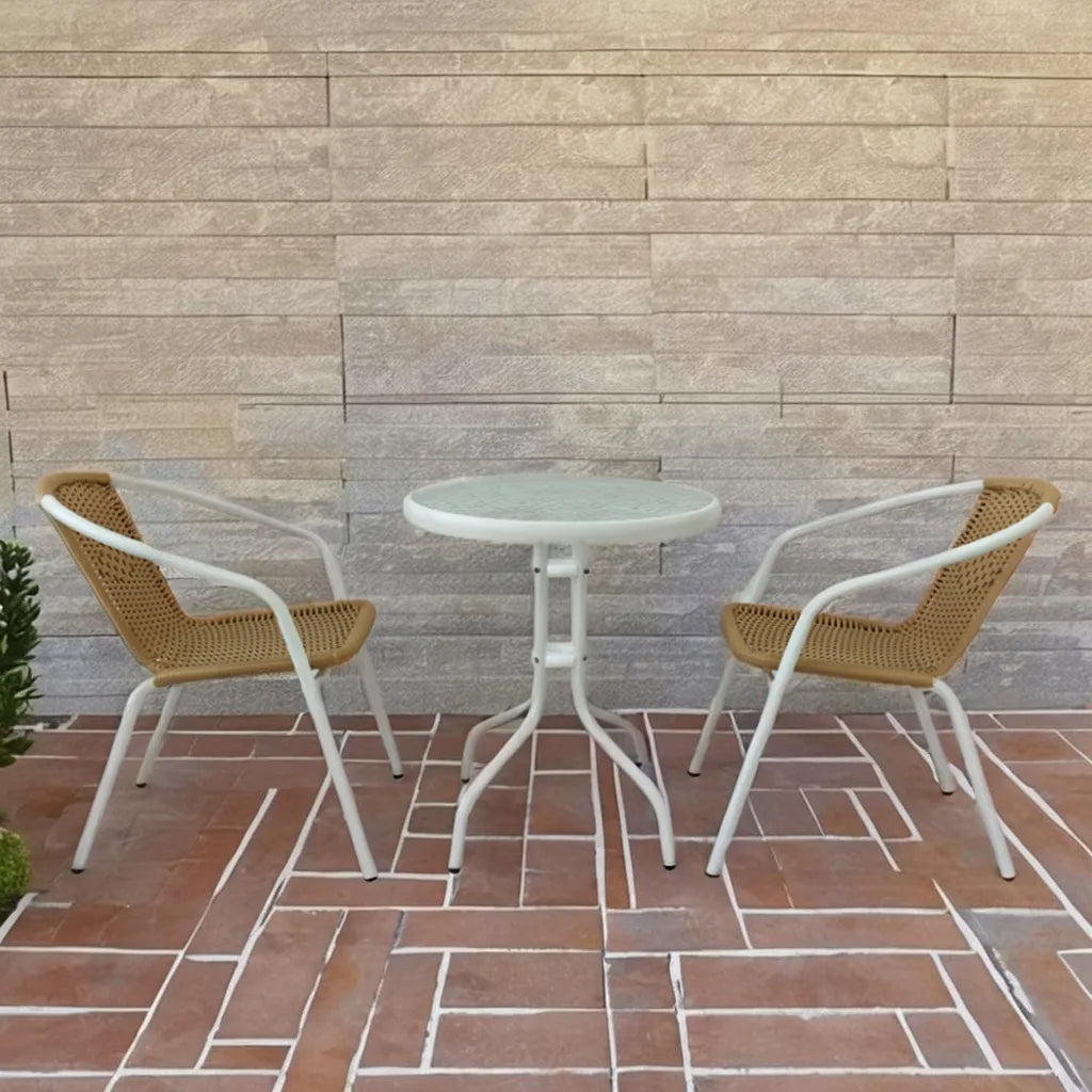 שולחן עגול למרפסת בצבע לבן קוטר 60 דגם רומא