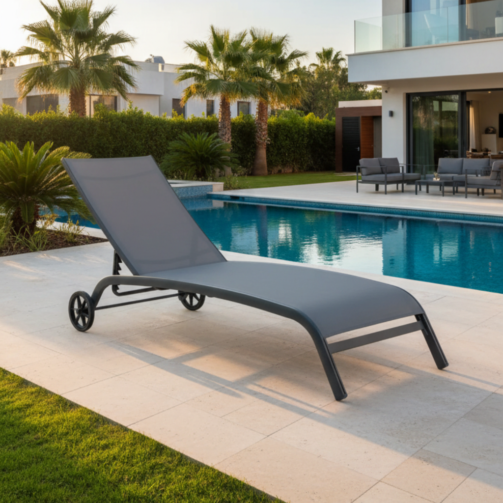 מיטת שיזוף מאלומיניום לגינה ולמרפסת דגם מדגסקר