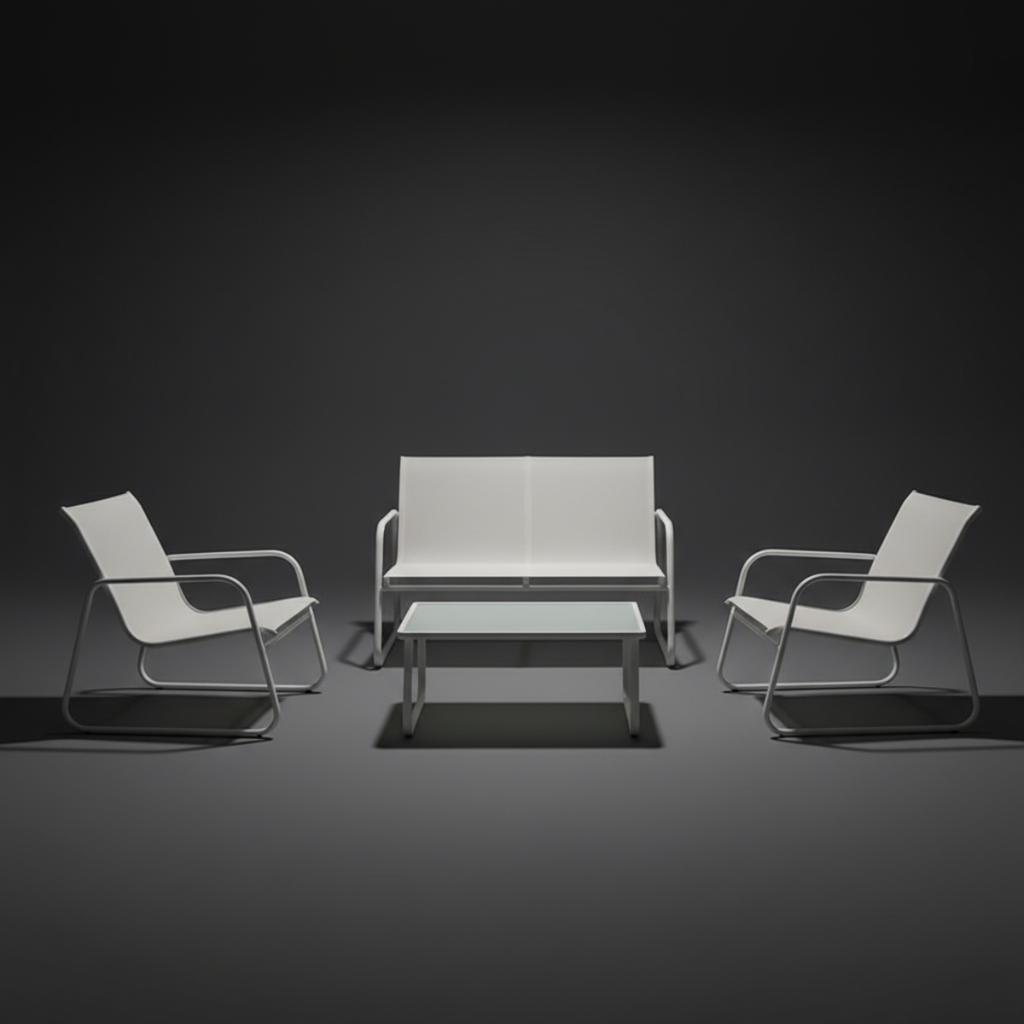 פינת ישיבה למרפסת בעיצוב מודרני לבנה דגם מילאנו