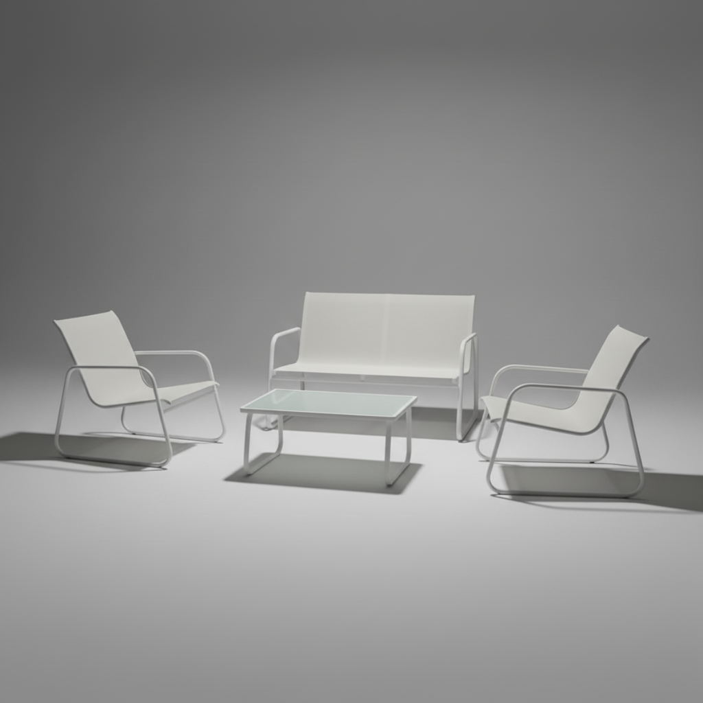 פינת ישיבה למרפסת בעיצוב מודרני לבנה דגם מילאנו