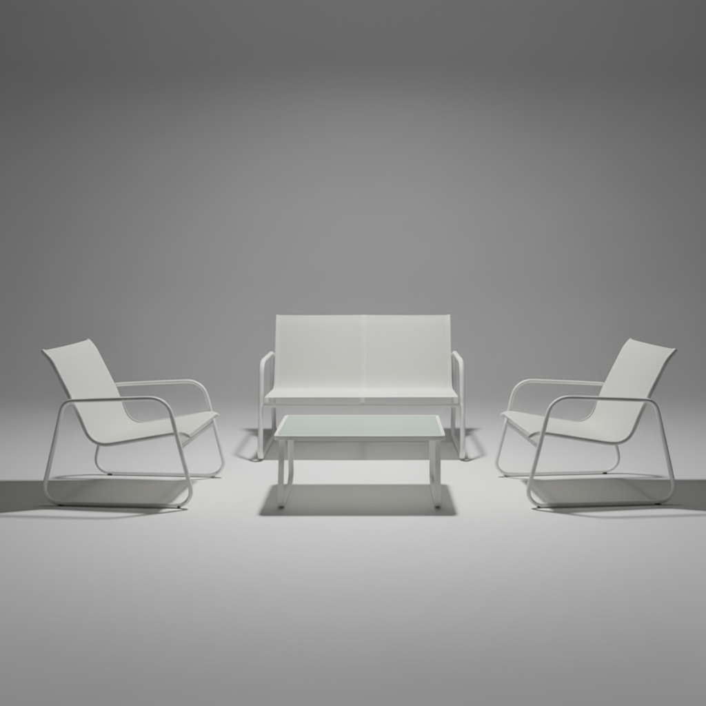 פינת ישיבה למרפסת בעיצוב מודרני לבנה דגם מילאנו