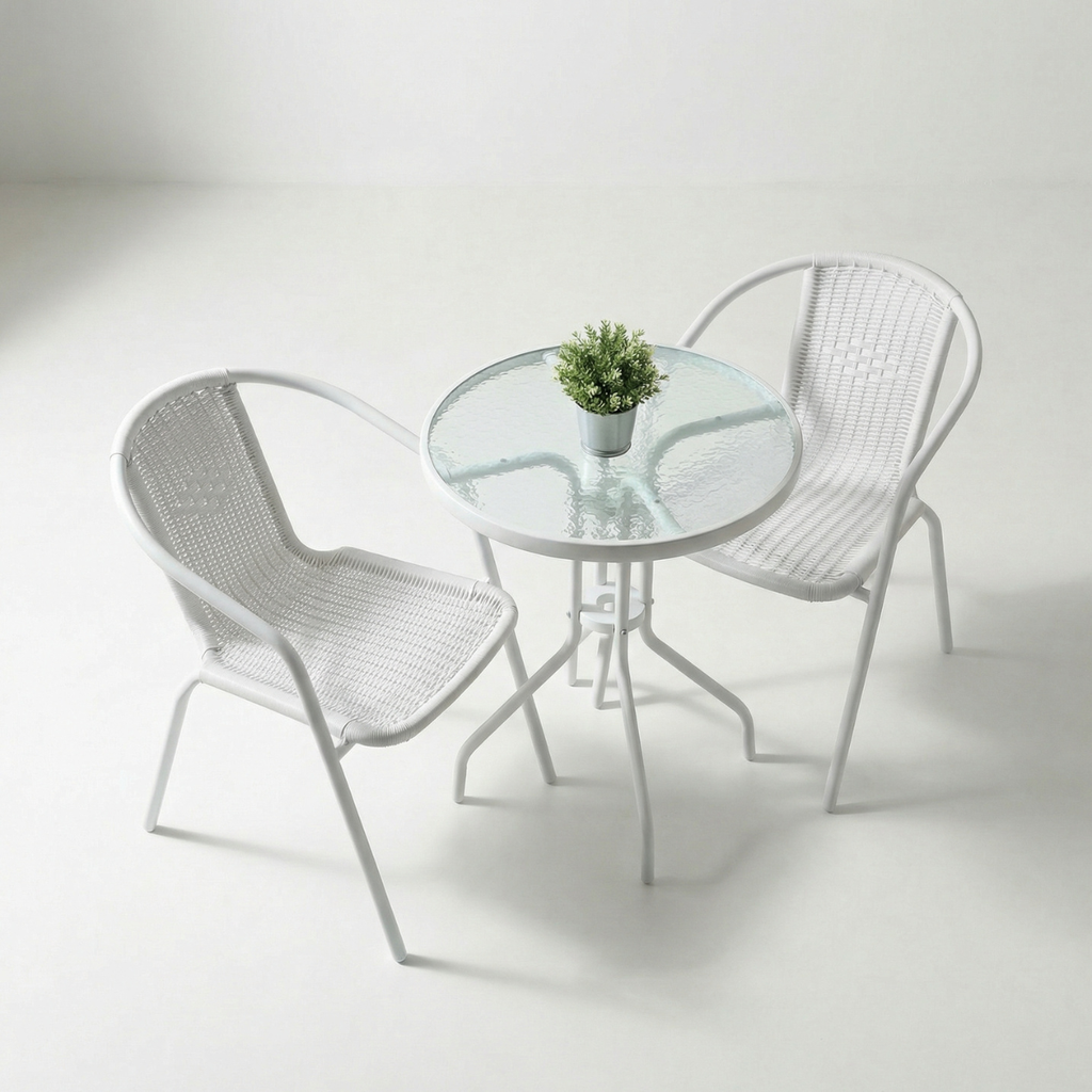 סט זוגי לגינה ולמרפסת בצבע לבן דגם ניס