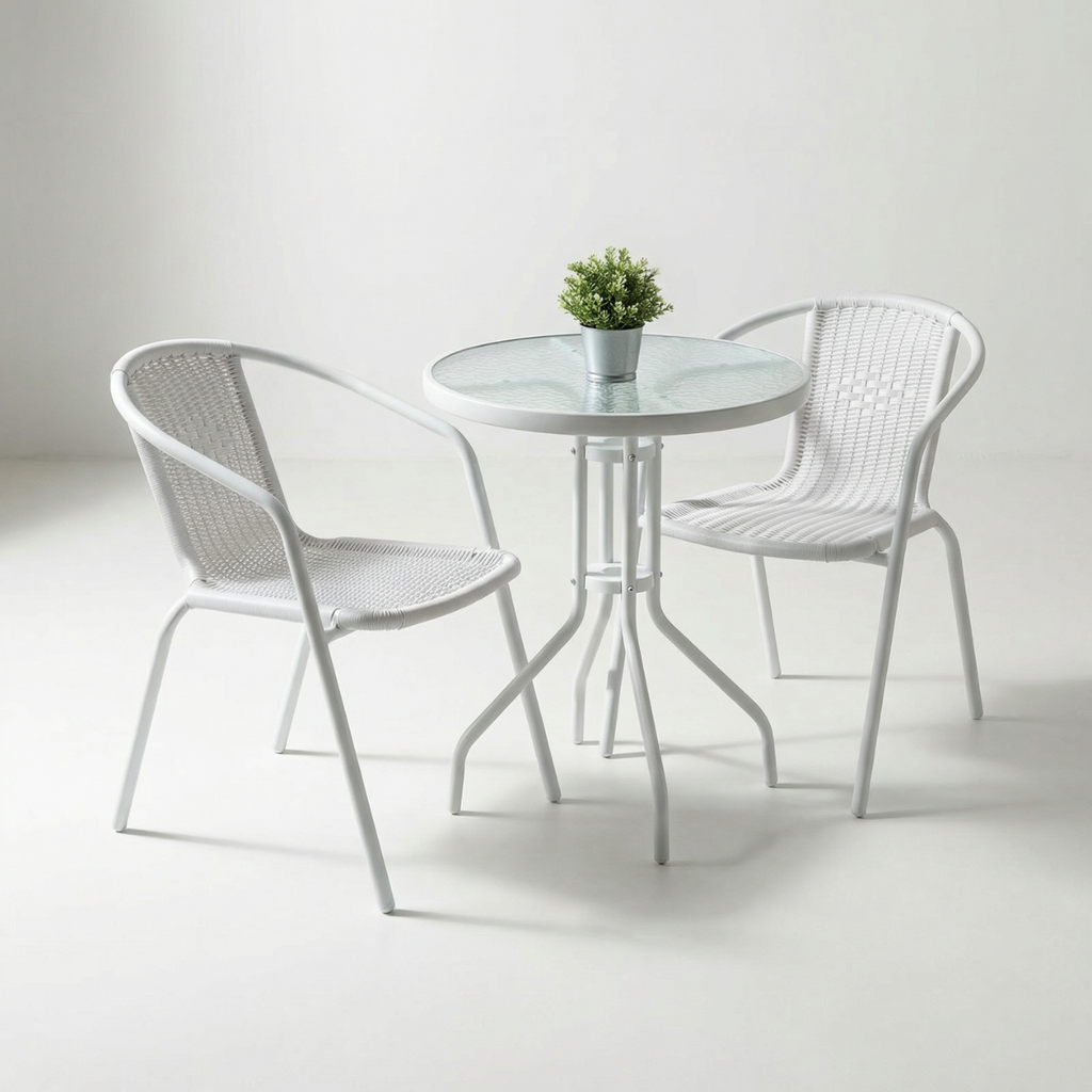 סט זוגי לגינה ולמרפסת בצבע לבן דגם ניס