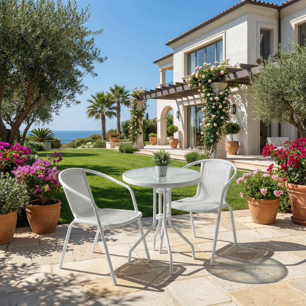 סט זוגי לגינה ולמרפסת בצבע לבן דגם ניס