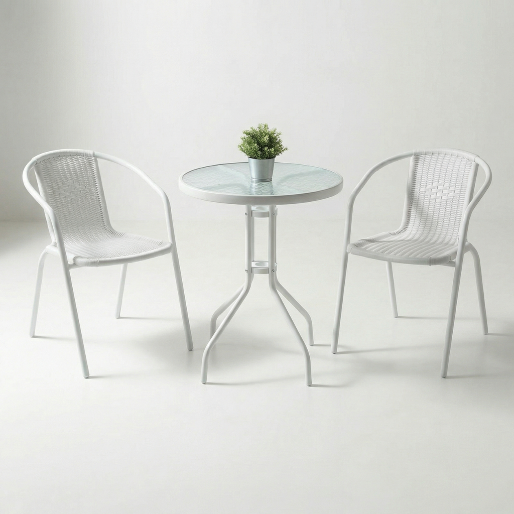 סט זוגי לגינה ולמרפסת בצבע לבן דגם ניס