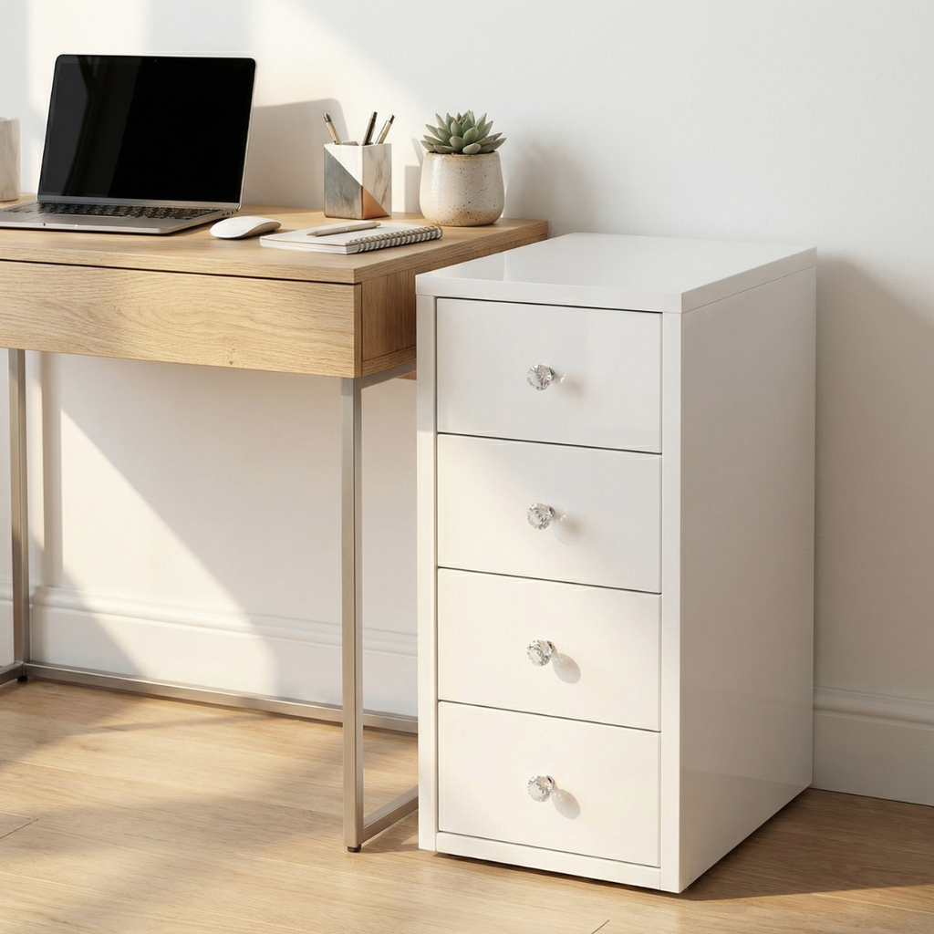 יחידת מגירות אחסון מעוצבת בצבע לבן