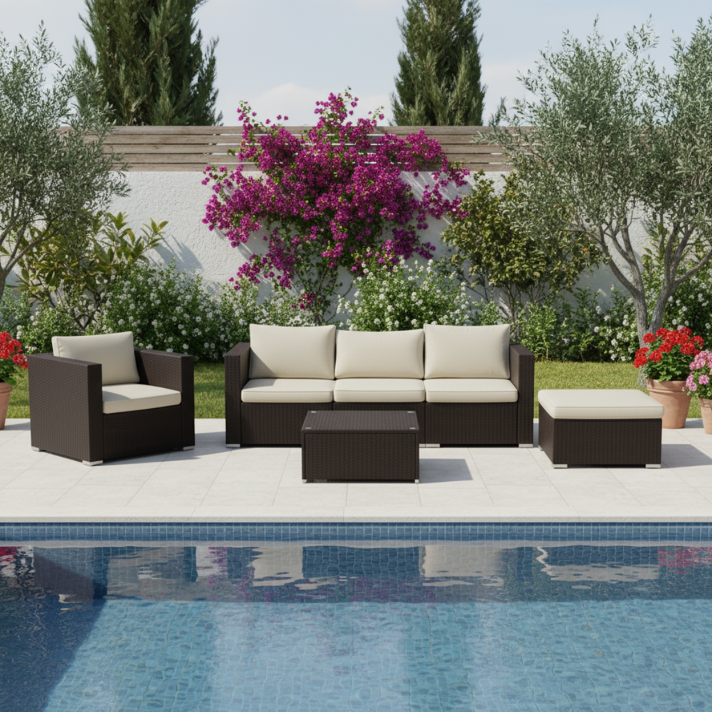 מערכת ישיבה מודולרית מפנקת מראטן כולל שולחן דגם סאן דייגו