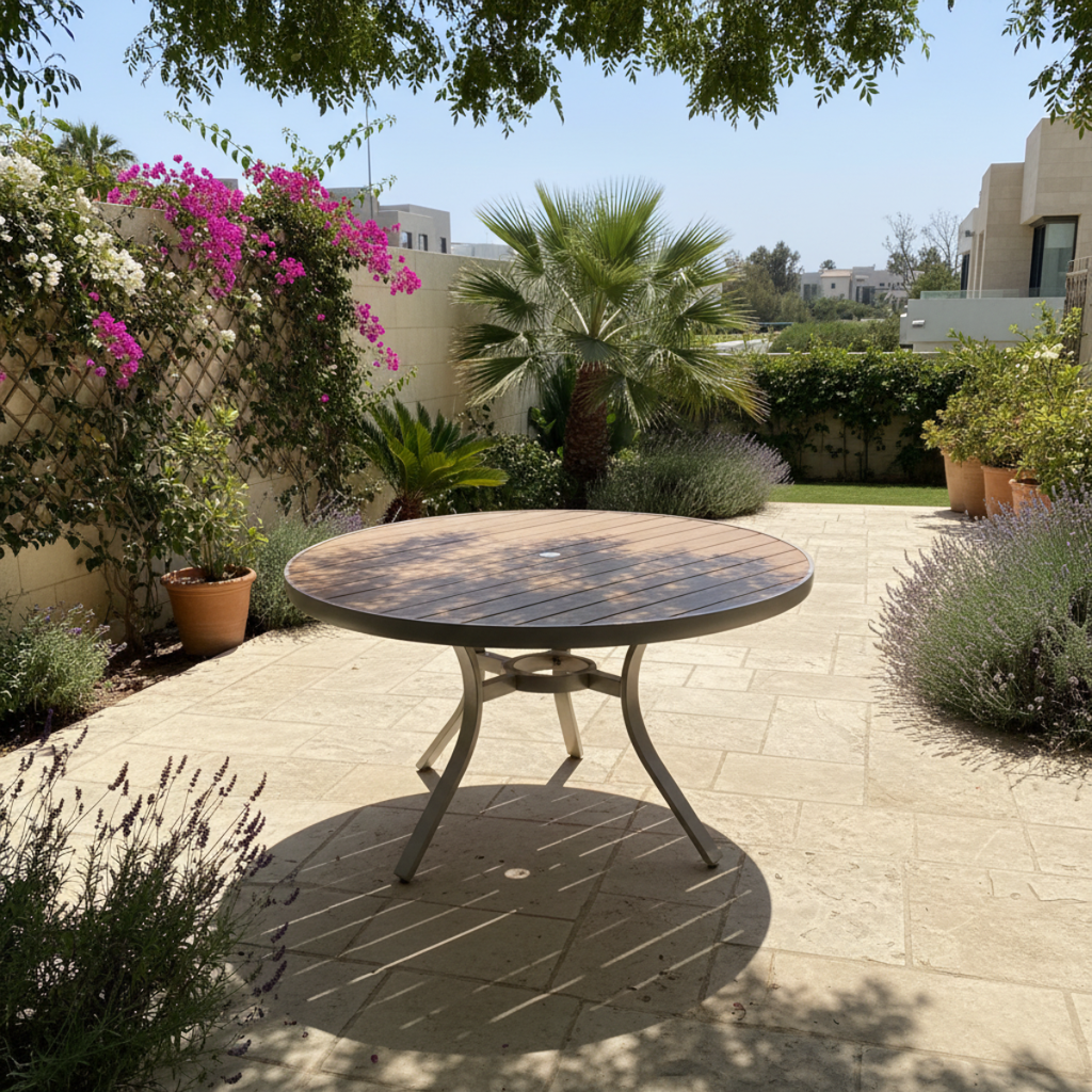 שולחן אלומיניום עגול איכותי לגינה ולמרפסת קוטר 130 ס