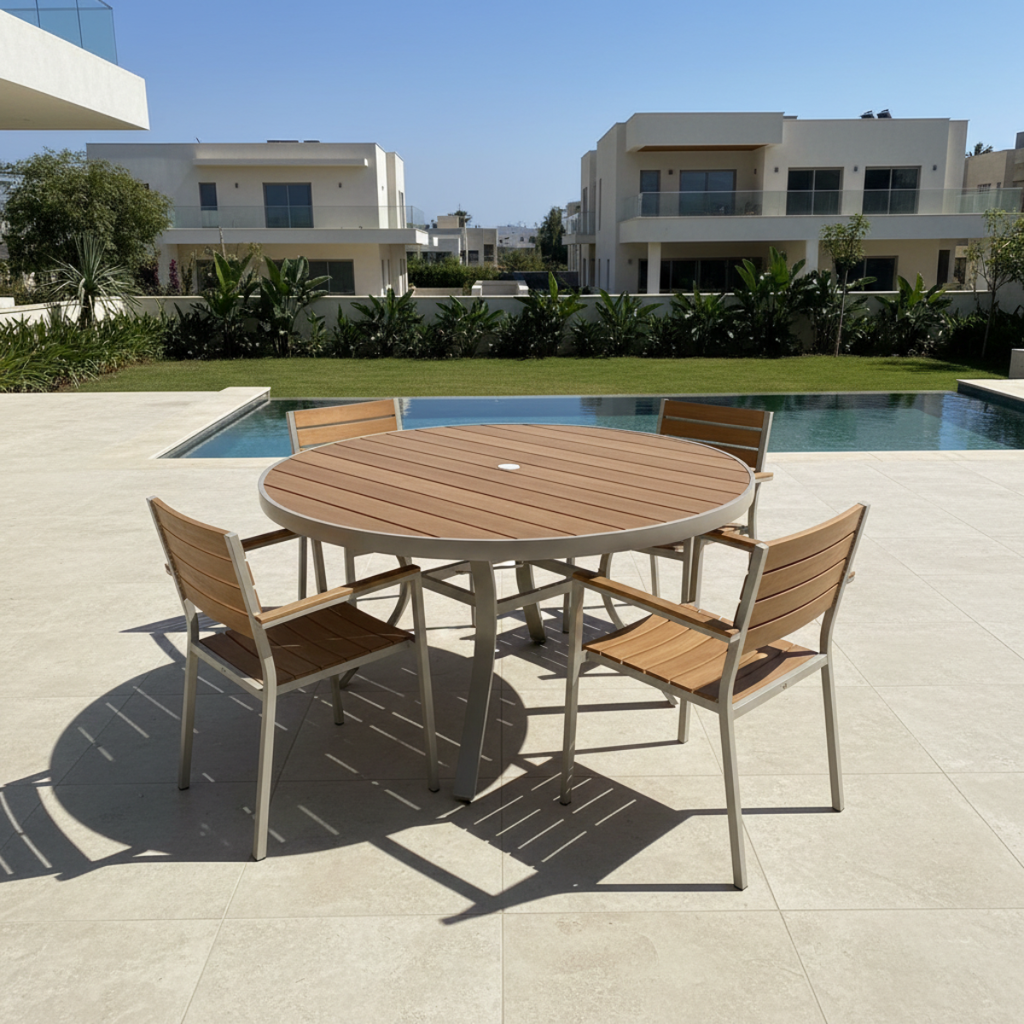 שולחן אלומיניום עגול איכותי לגינה ולמרפסת קוטר 130 ס