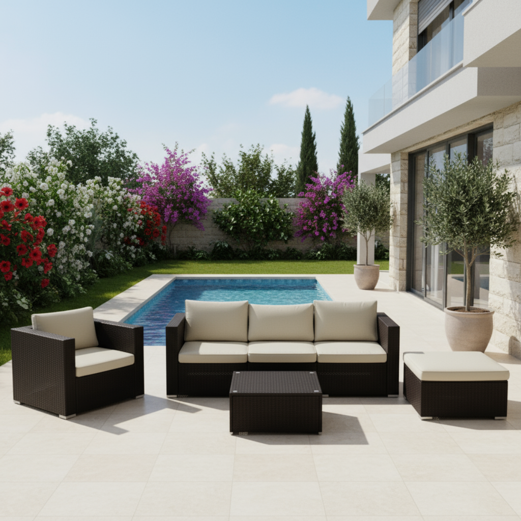 מערכת ישיבה מודולרית מפנקת מראטן כולל שולחן דגם סאן דייגו