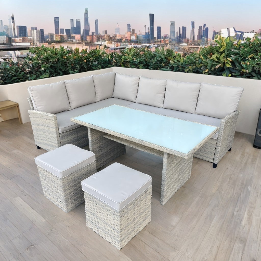 מערכת ישיבה פינתית מפוארת מראטן דגם לוס אנגלס