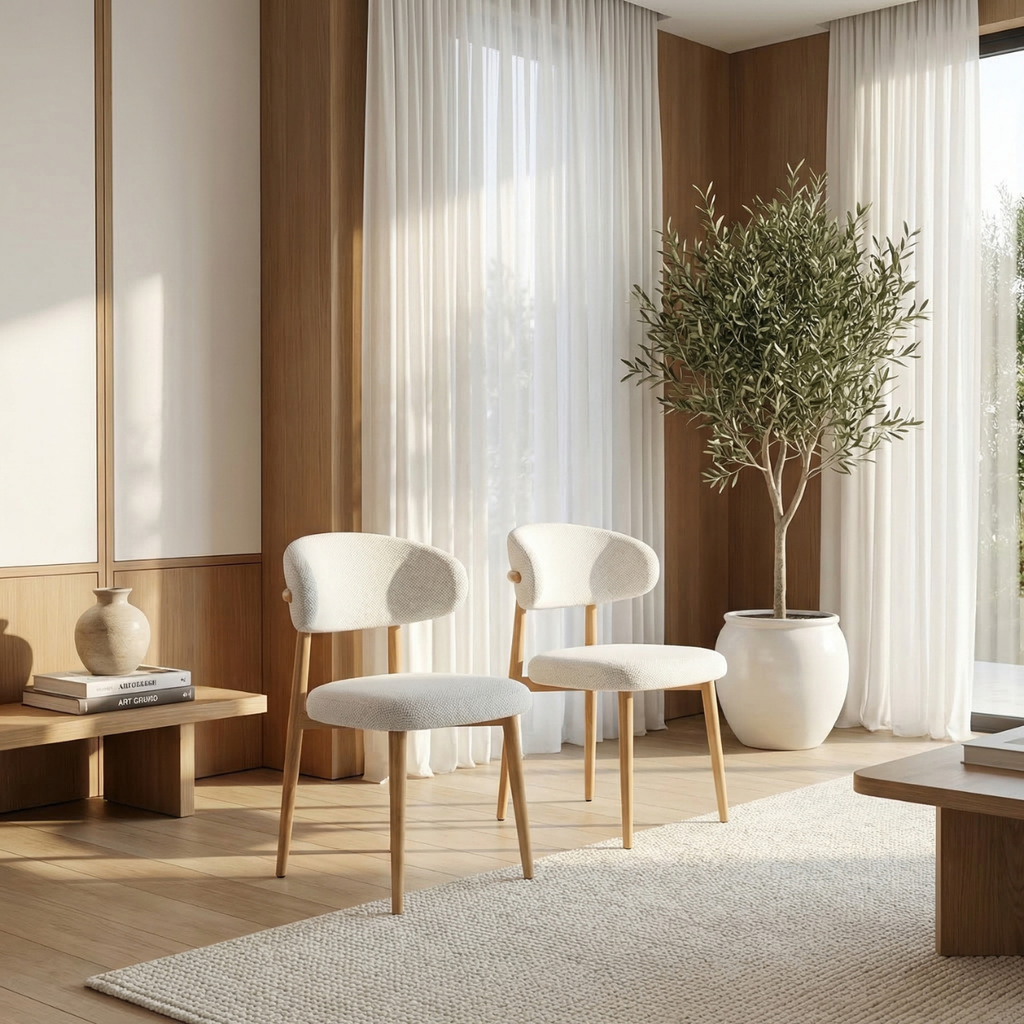 זוג כסאות מעוצבים לפינת אוכל בצבע עץ אלון דגם רויאל