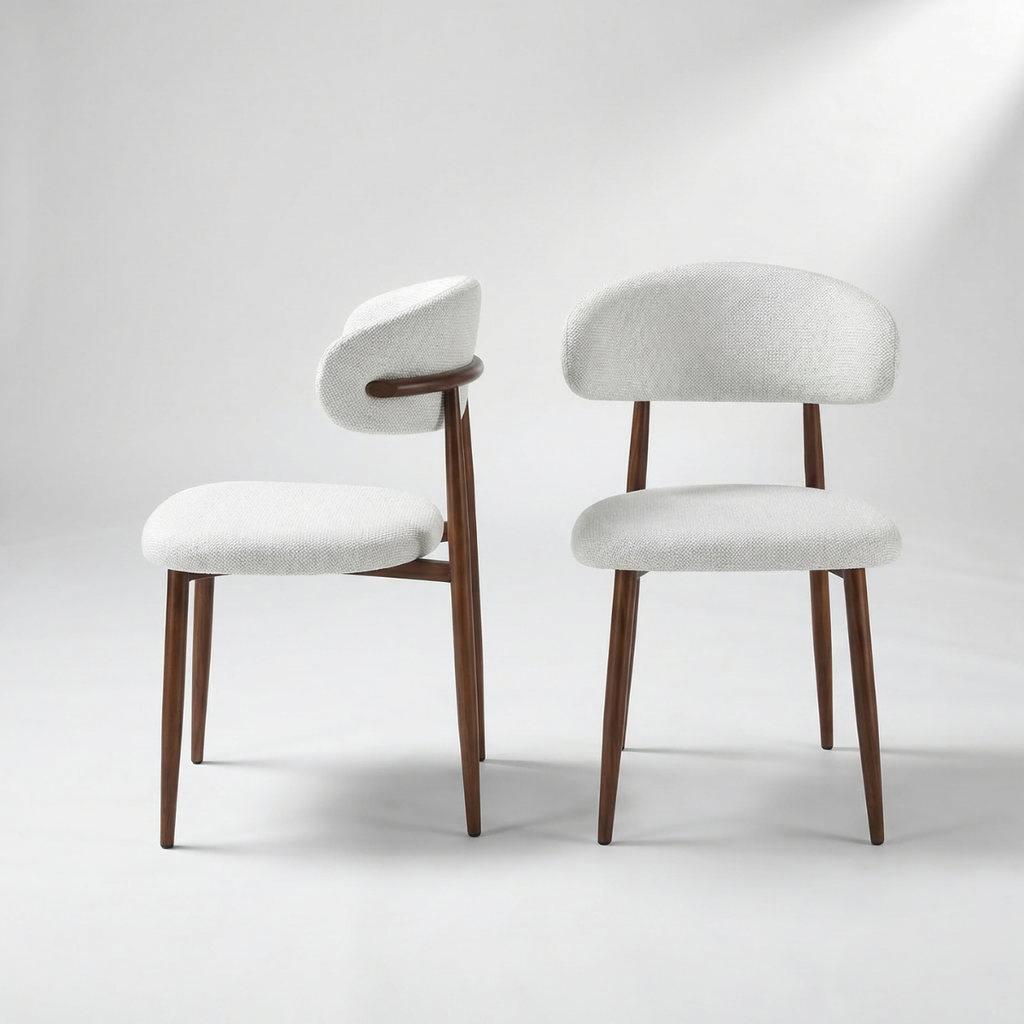 זוג כסאות מעוצבים לפינת אוכל בצבע אגוז דגם רויאל