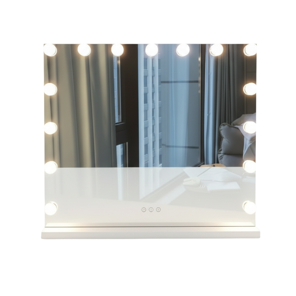 מראת הוליווד יוקרתית עם תאורה לשידת איפור במגוון צבעים 60*80