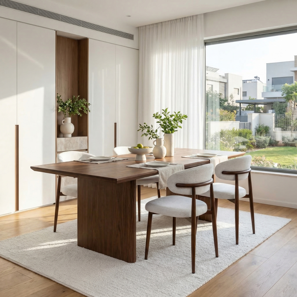 זוג כסאות מעוצבים לפינת אוכל בצבע אגוז דגם רויאל