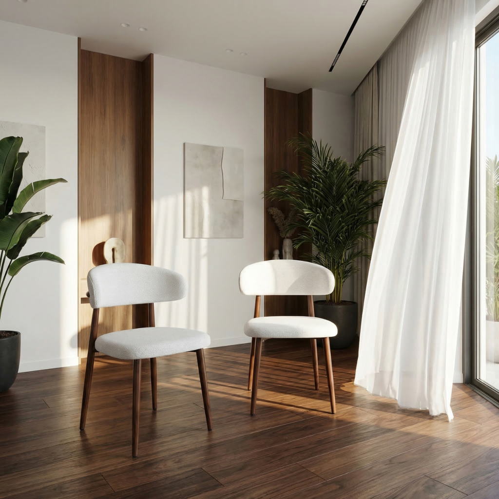 זוג כסאות מעוצבים לפינת אוכל בצבע אגוז דגם רויאל