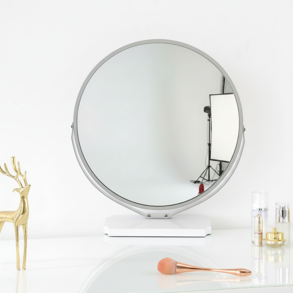 מראה עגולה לשידת איפור בצבע שחור\לבן לבחירה