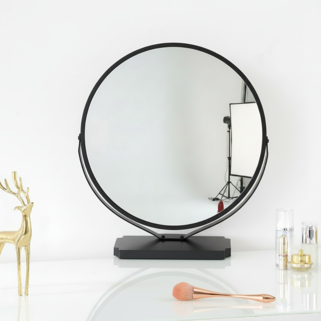 מראה עגולה לשידת איפור בצבע שחור\לבן לבחירה