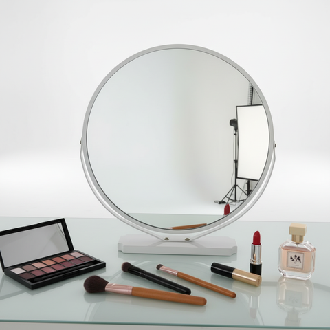 מראה עגולה לשידת איפור בצבע שחור\לבן לבחירה