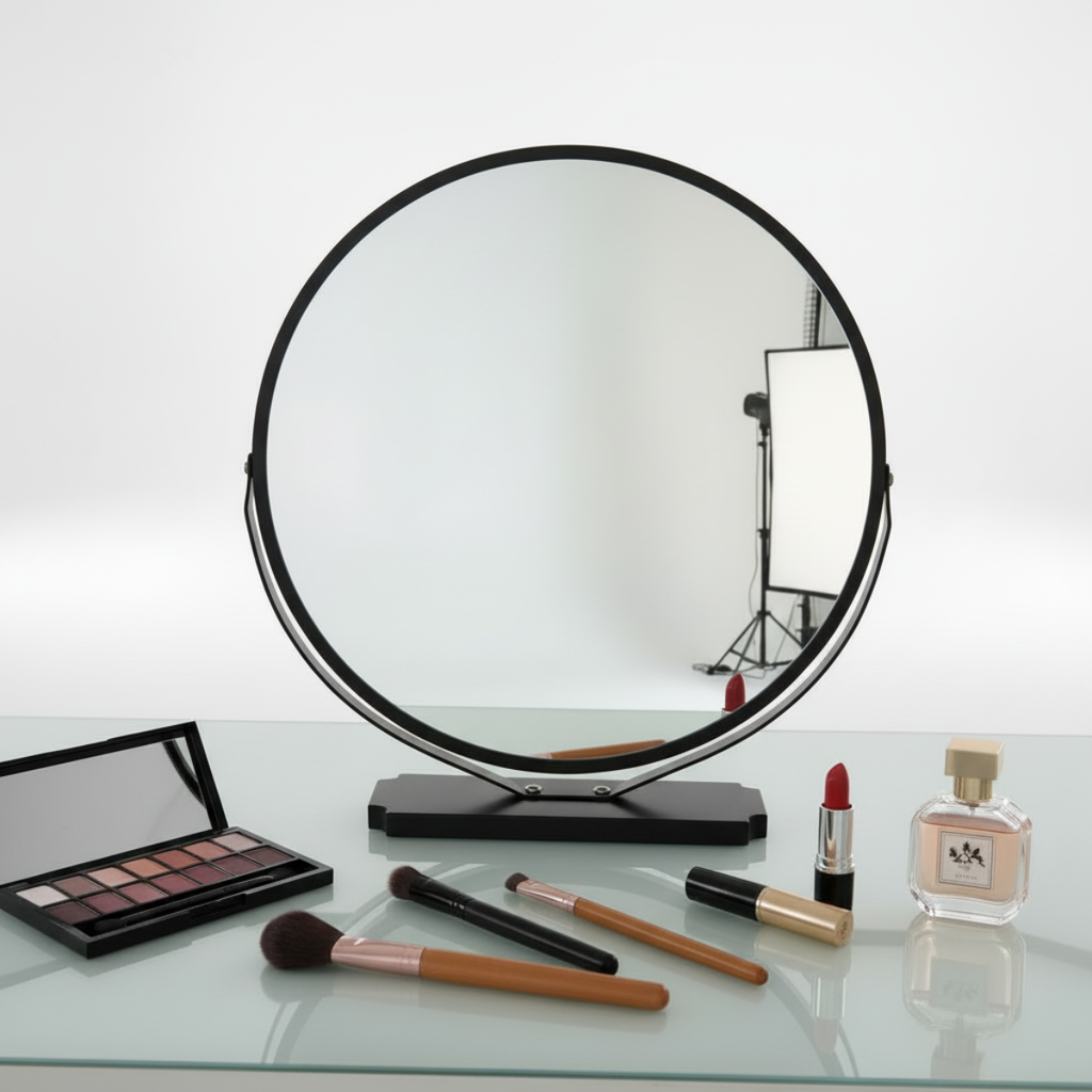 מראה עגולה לשידת איפור בצבע שחור\לבן לבחירה