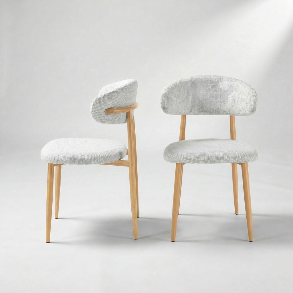 זוג כסאות מעוצבים לפינת אוכל בצבע עץ אלון דגם רויאל