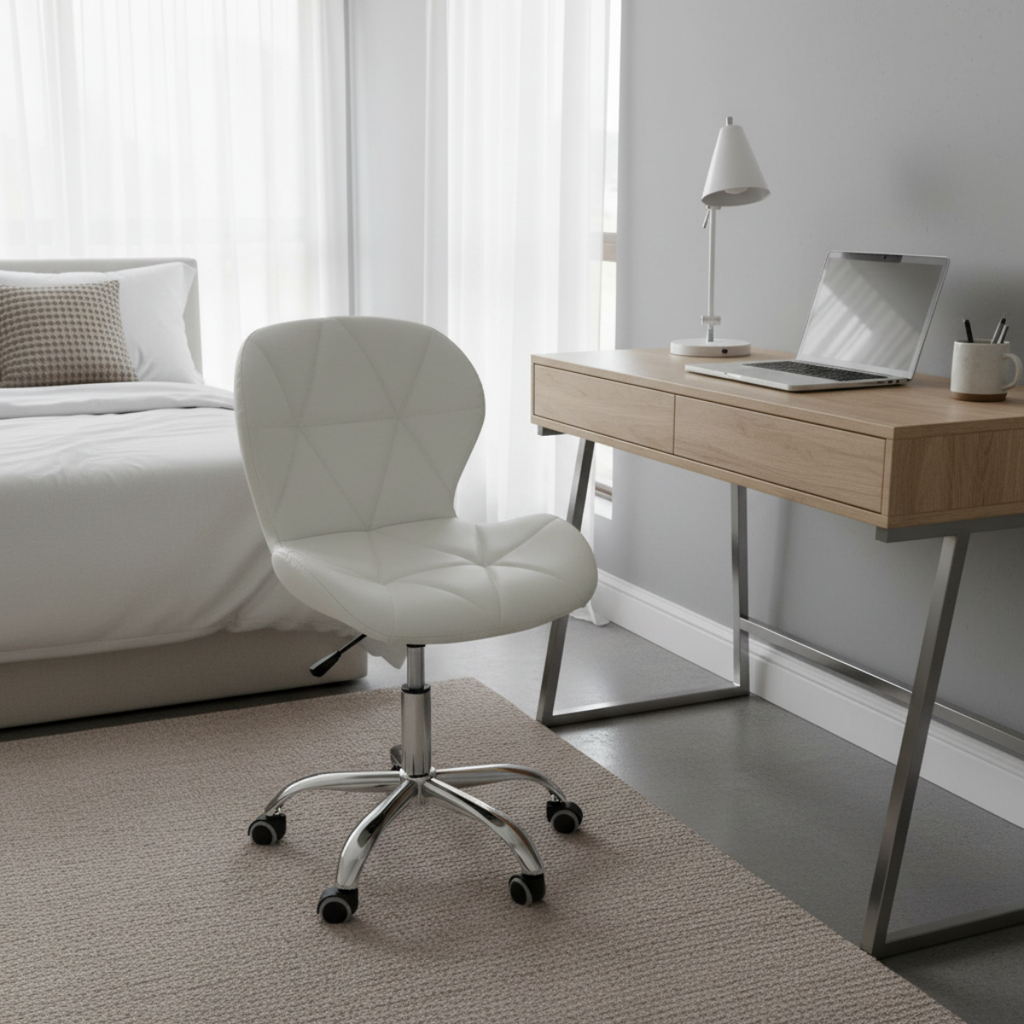 כסא יהלום דמוי עור איכותי מעוצב עם גלגלים לשידת איפור