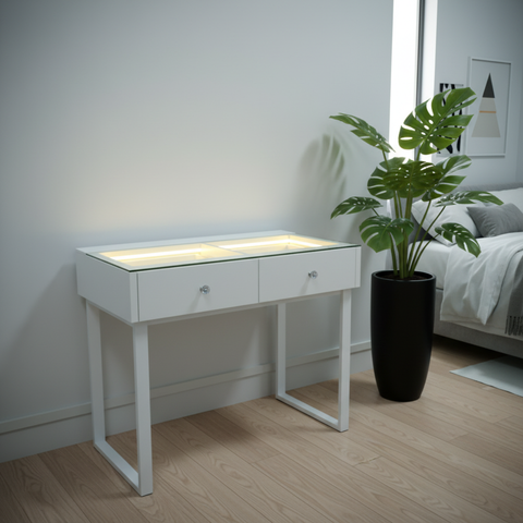 שידת איפור מקצועית בצבע לבן דגם מדריד