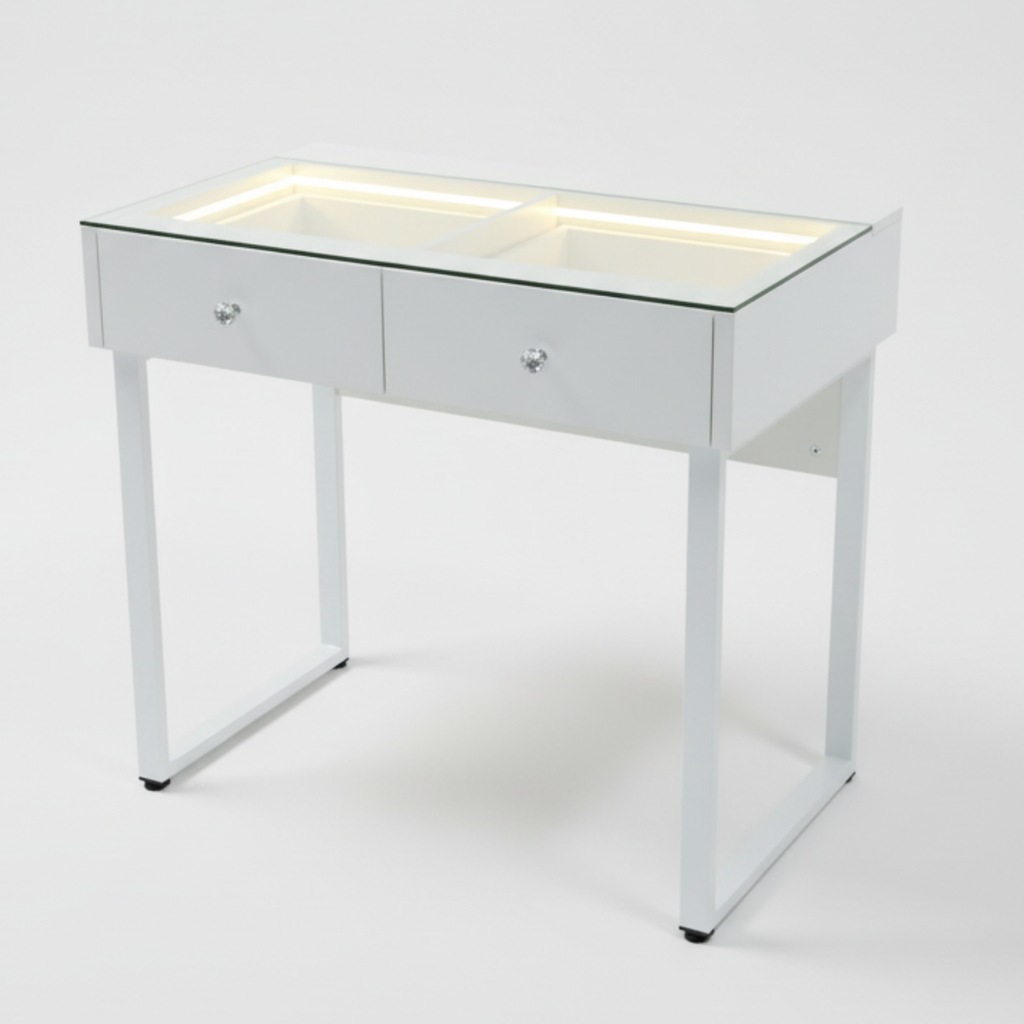 שידת איפור מקצועית בצבע לבן דגם מדריד