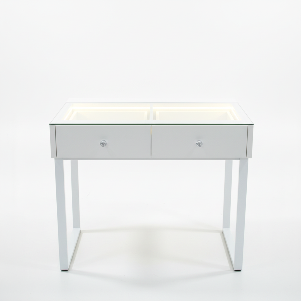 שידת איפור מקצועית בצבע לבן דגם מדריד