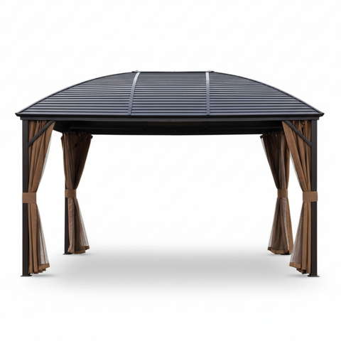 גזיבו פרגולה מפואר ומאסיבי מאלומיניום עם גג מגולוון