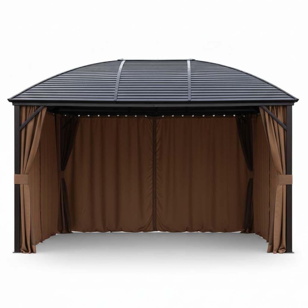 גזיבו פרגולה מפואר ומאסיבי מאלומיניום עם גג מגולוון