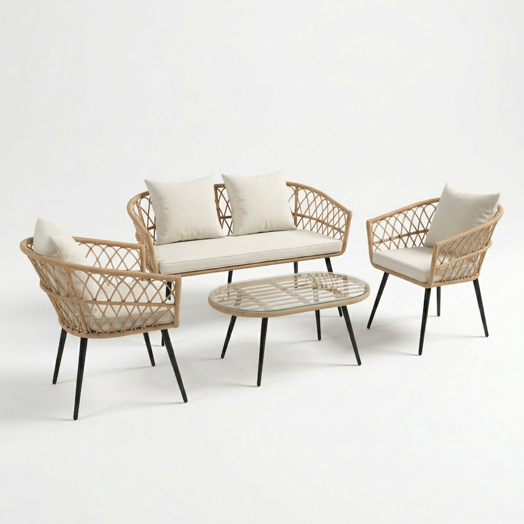 פינת ישיבה איכותית מראטן לגינה ולמרפסת