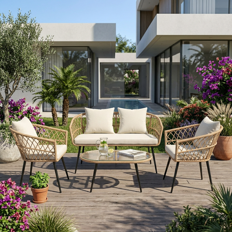 פינת ישיבה איכותית מראטן לגינה ולמרפסת