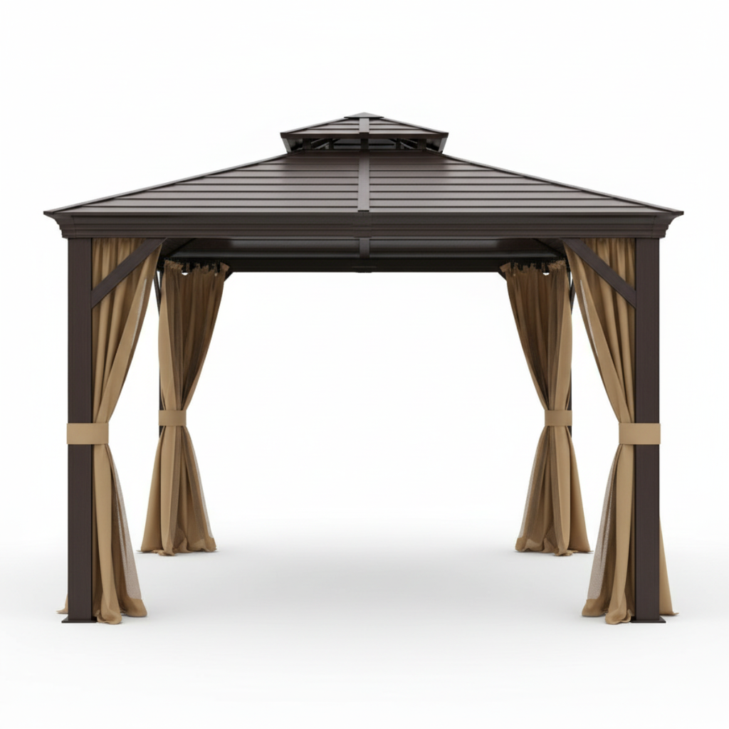 גזיבו פרגולה מפואר ומאסיבי מאלומיניום עם גג מגולוון 3*3