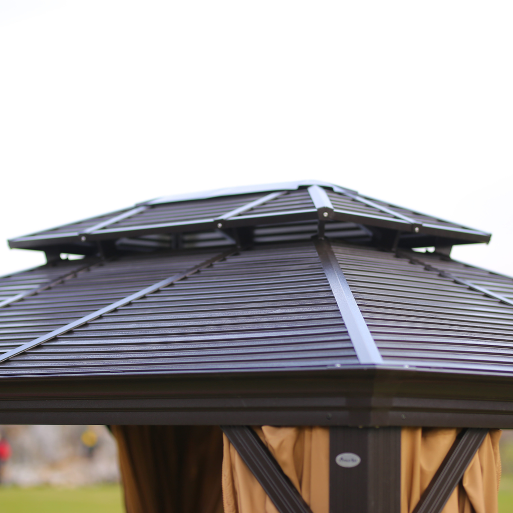 גזיבו פרגולה מפואר ומאסיבי מאלומיניום עם גג מגולוון 3*3