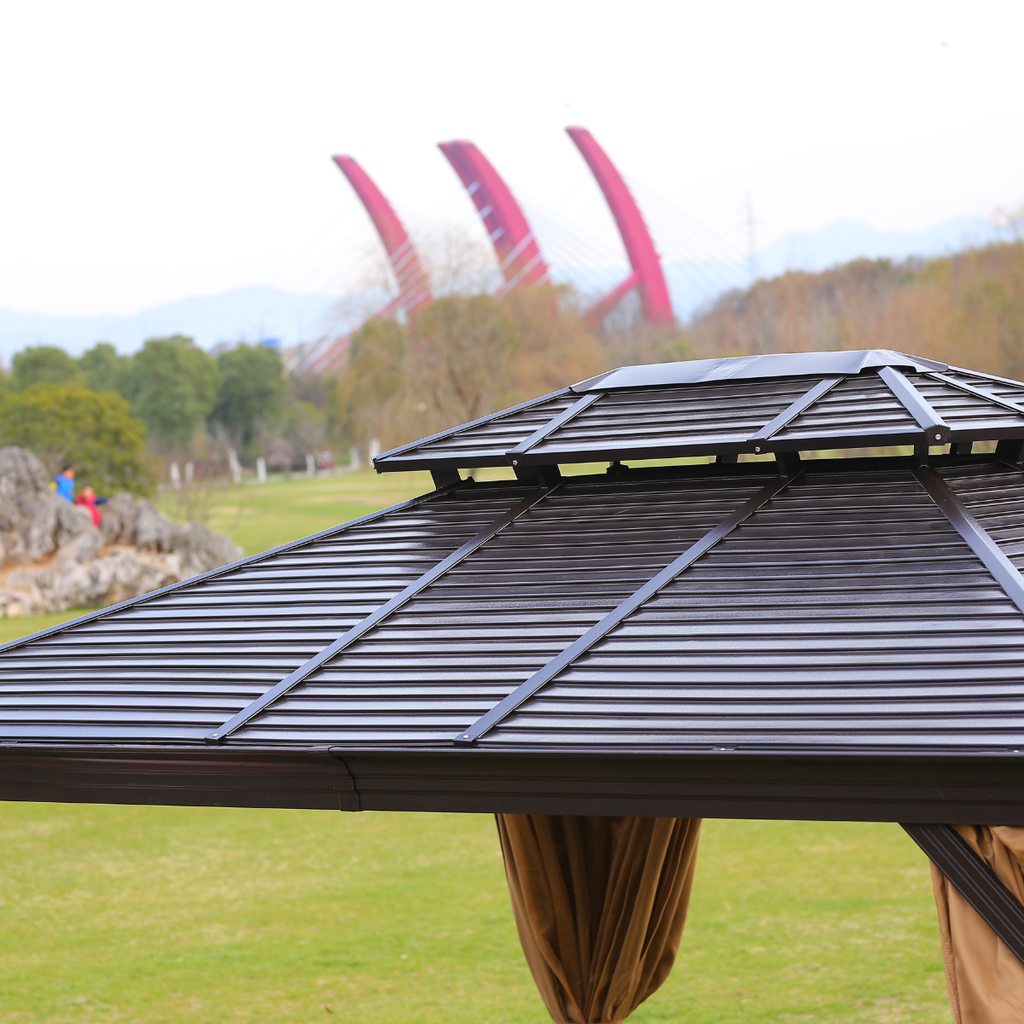 גזיבו פרגולה מפואר ומאסיבי מאלומיניום עם גג מגולוון 3*3