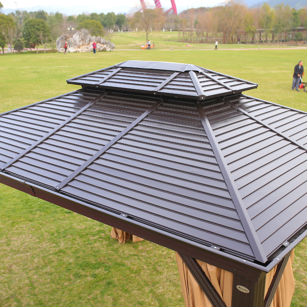 גזיבו פרגולה מפואר ומאסיבי מאלומיניום עם גג מגולוון 3*3