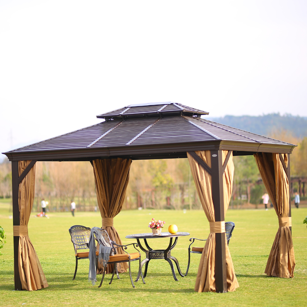 גזיבו פרגולה מפואר ומאסיבי מאלומיניום עם גג מגולוון 3*3