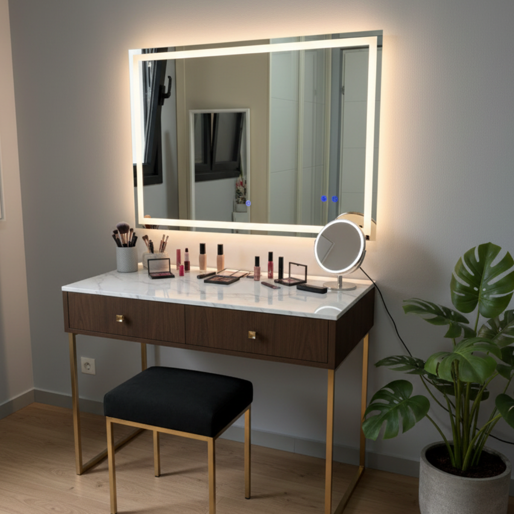 מראת לד מלבנית יוקרתית לקיר – מתאימה לכל חלל הבית ‎100*75