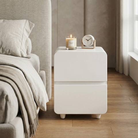 שידת לילה מעוצבת בצבע לבן דגם פורטו