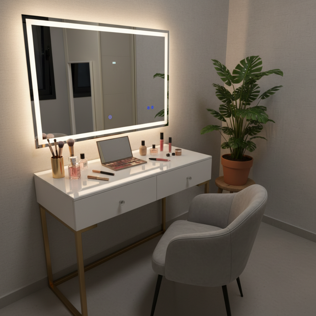 מראת לד מלבנית יוקרתית לקיר – מתאימה לכל חלל הבית ‎100*75