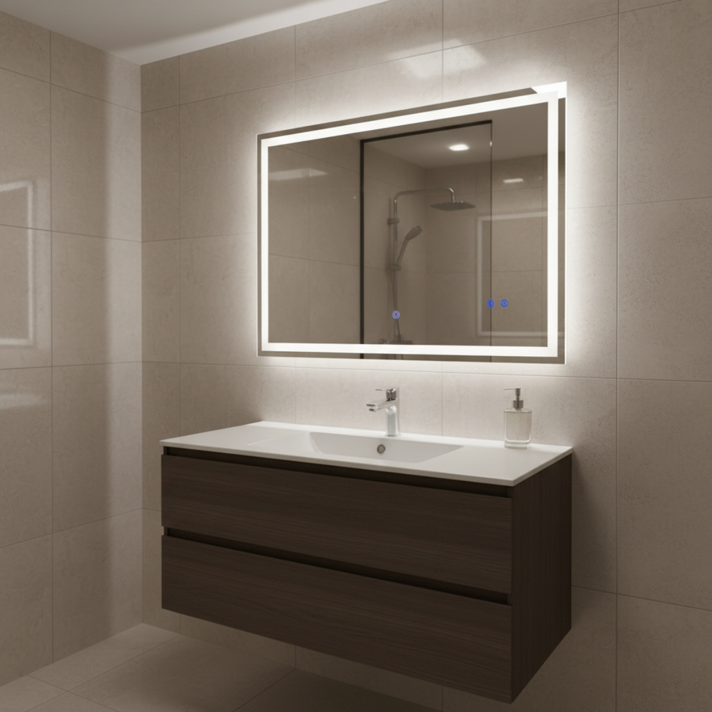 מראת לד מלבנית יוקרתית לקיר – מתאימה לכל חלל הבית ‎100*75