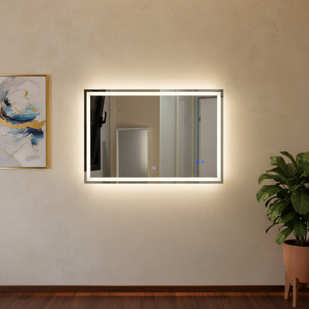 מראת לד מלבנית יוקרתית לקיר – מתאימה לכל חלל הבית ‎100*75