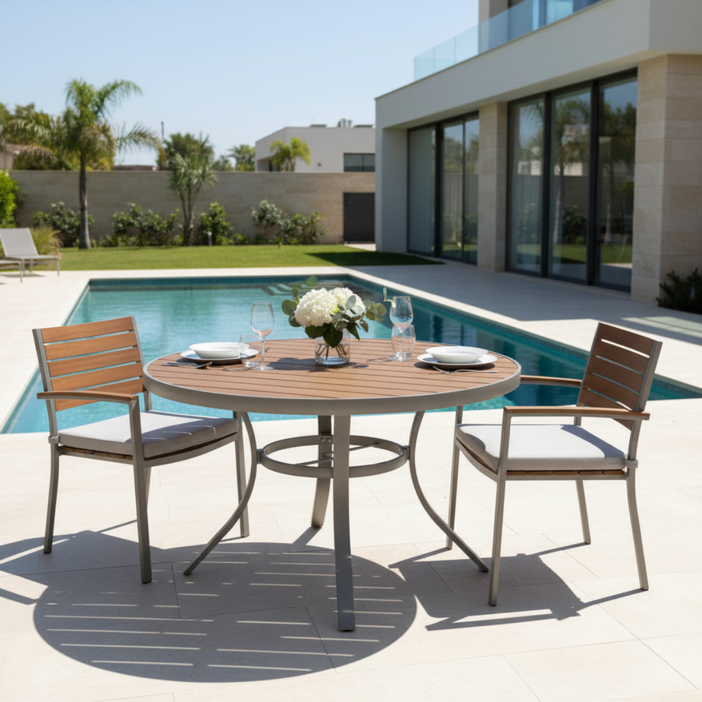 שולחן אלומיניום עגול איכותי לגינה ולמרפסת קוטר 130 ס