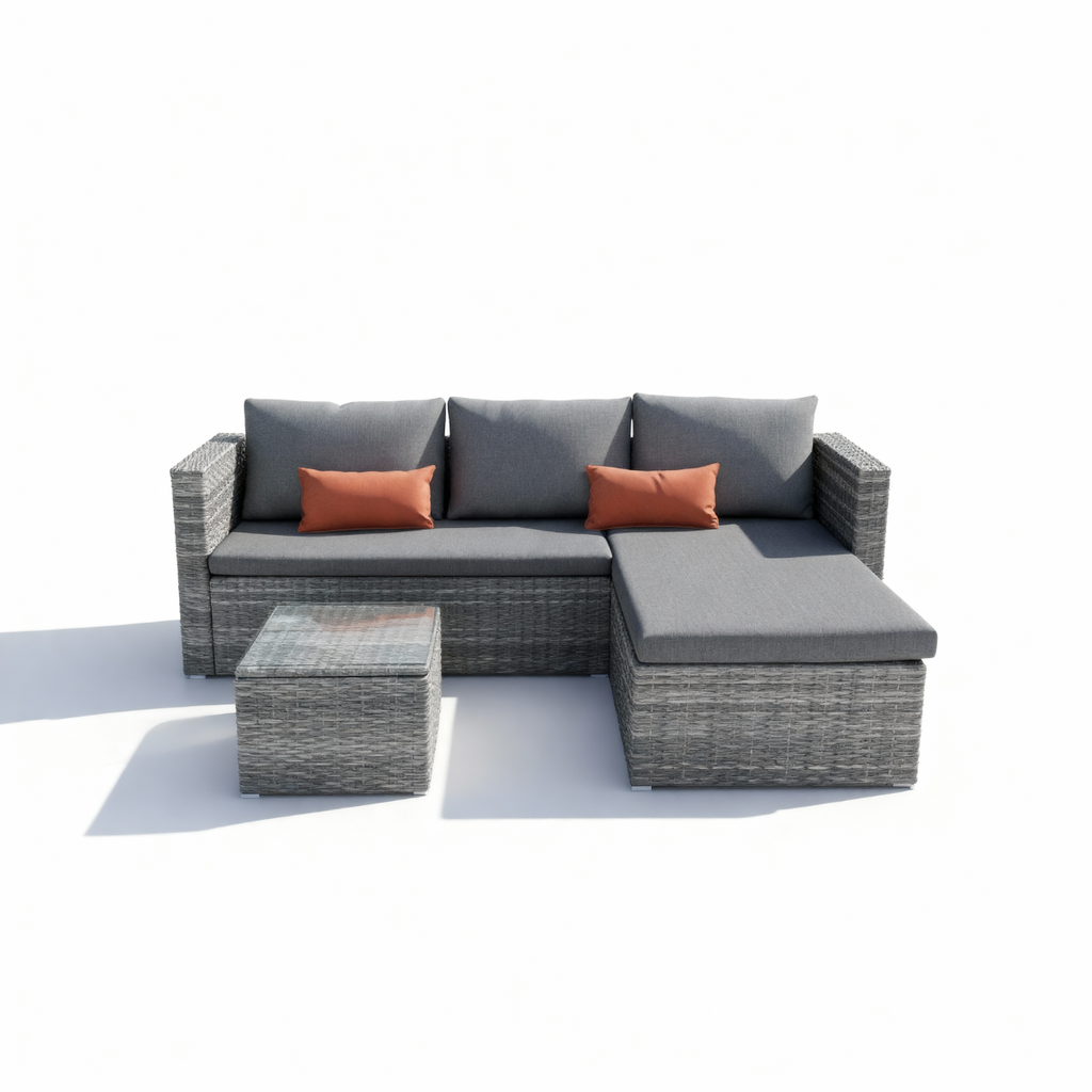 מערכת ישיבה פינתית עם שזלונג כולל שולחן דגם יוסטון