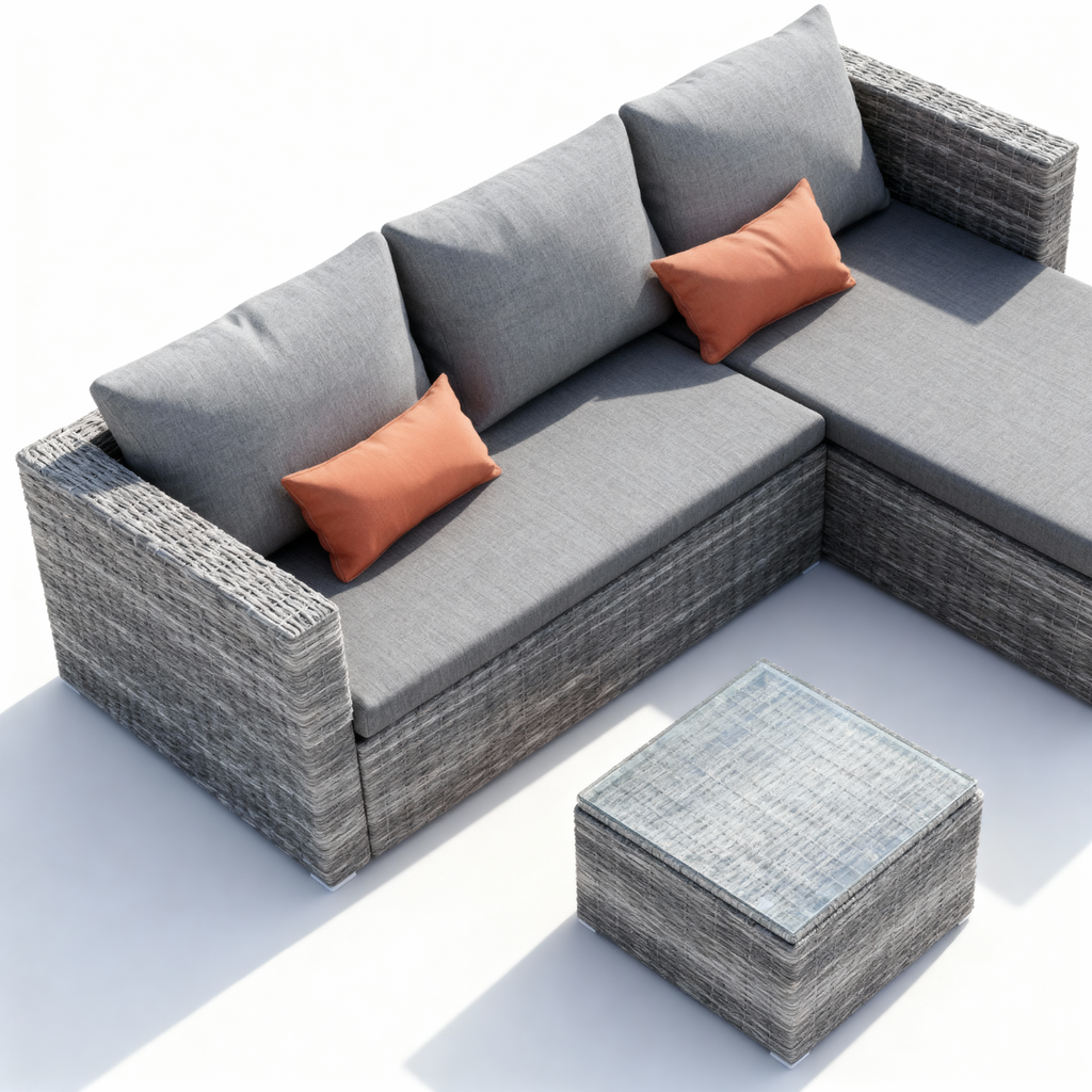 מערכת ישיבה פינתית עם שזלונג כולל שולחן דגם יוסטון