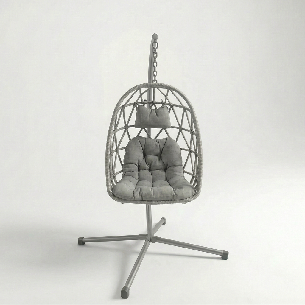 ערסל נדנדה ראטן לגינה ולמרפסת בצבע אפור דגם ברלין